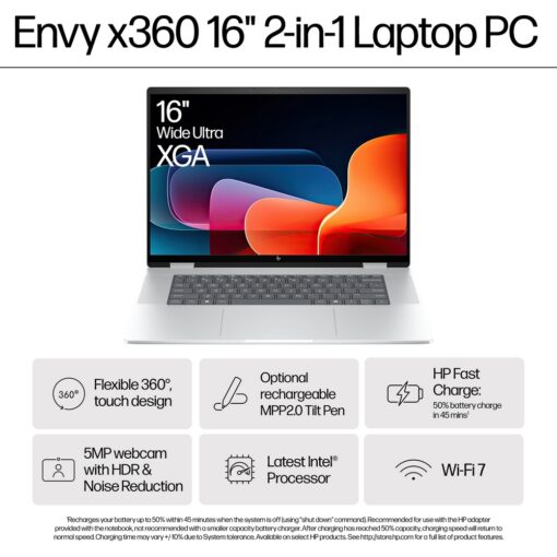 HP Envy 16 x360 2-in-1 Laptop, 16", Touch screen, Intel® Core™ Ultra 7, 16GB RAM, 1TB SSD, 2K - Image 2