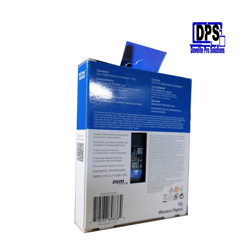 WD Blue SN5000 4TB SSD, NVMe Gen4 PCIe M.2 2280, Up to 5500MB/s. (WDS400T4B0E) - Image 2